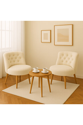 İkili Berjer Koltuk Krem - Çay Seti Koltuk Takımı