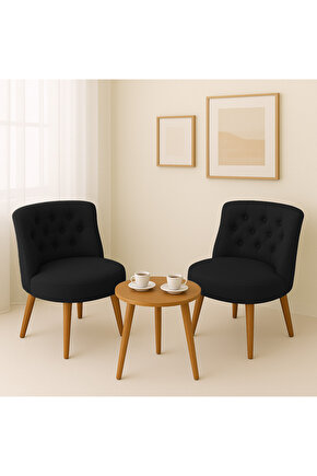 İkili Berjer Koltuk Siyah - Çay Seti Koltuk Takımı