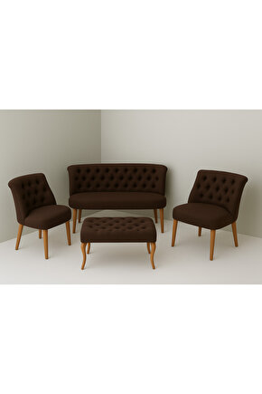 Kutay Çay Seti Koltuk Takımı - Kahverengi