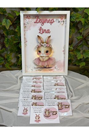 Ledli Bebek Kapı Süsü ve 10 Adet Aynı Konsept Magnet Hediyelik Kartlı, Jelatinli