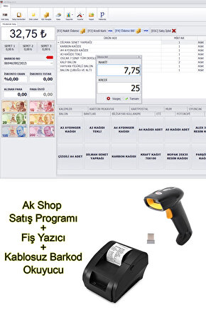 Barkod Satış Sistemi & Market Programı & Fiş Yazıcı & Kablosuz Barkod Okuyucu