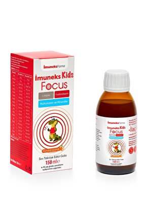 İmuneks Kids Focus L-Arjinin, Fosfotidilserin, Multivitamin ve Mineraller İçeren Sıvı Takviye Edici