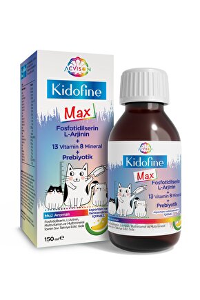 Kidofine Max Çocuklar Için Multivitamin Fosfotidilserin L-arjinin 13 Vitamin 8 Mineral Prebiyotik