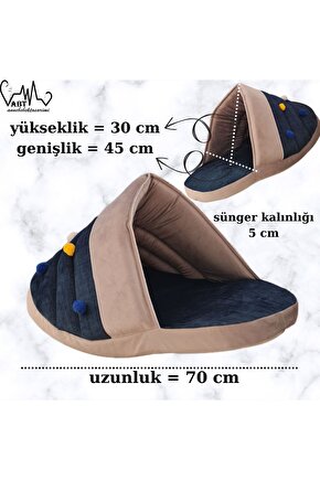 Terlik Tasarımlı Ultra Lüks Şık görünümlü Taytüyü kumaş Kedi Evi ve Yatağı