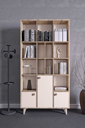 Remy Kitaplık Atlantik Çam-Vizon Bej