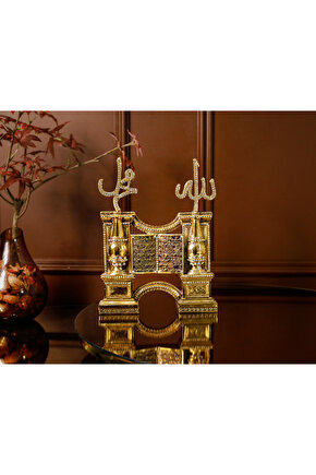 Allah Muhammed Kuran-ı Kerim Biblo Dekoratif Aksesuar Minyatür Obje Lüks Hediyelik Süs