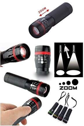 Power Ledli Ve Zoomlu 2 Km Menzilli Alüminyum El Feneri