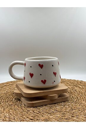 2 Adet Kabartma Desenli El Yapımı Seramik Kupa