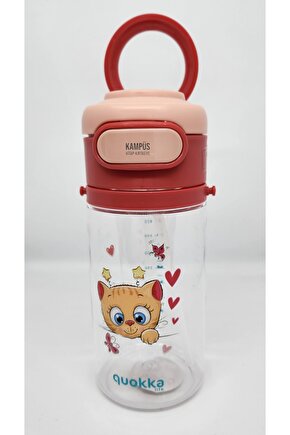 Quokka 450ml Kırmızı Pipetli Askılı Matara