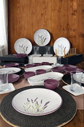 Lavanta 32 Parça 6 Kişilik Kahvaltı Takımı