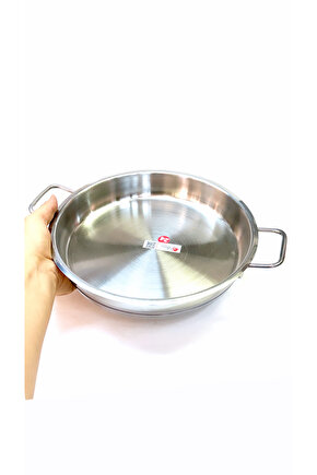 Paslanmaz Çelik Yapıştırmaz Kalın Taban Dik Yumurta Sahanı 24 Cm