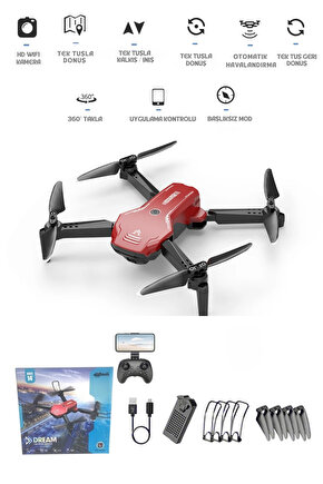2.4G Uzaktan Kumandalı Wifi HD Kameralı Şarjlı Full Fonksiyon Katlanabilir Drone APP Kontrollü Dron