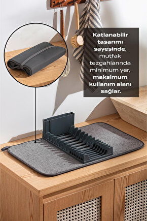 Katlanabilir Bulaşıklık – Su Emici Tabanlı, Pratik ve Şık Mutfak Düzenleyici
