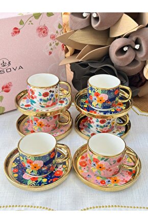 Flower 6 Kişilik Çiçek Desenli Fincan Takımı