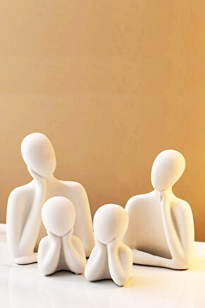 Dekoratif Bİblo İki Çocuklu Aile Biblo seti