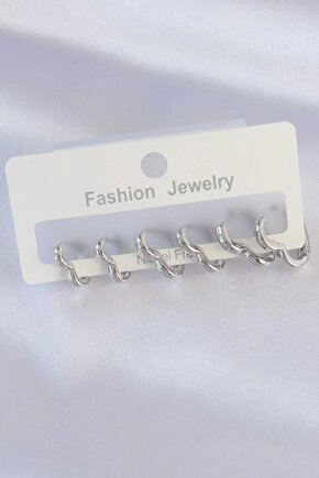 Pirinç Gümüş Renk Kalp Model Küpe S