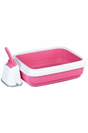 İmac Duo Kürekli Açık Kedi Tuvaleti Pembe 50x40x15 Cm