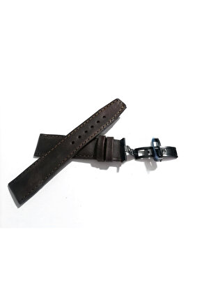 Her Saate Uygun Kelebek Toka 24 MM Hakiki Deri (250) SİYAH TOKA KOYU KAHVE