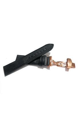 Her Saate Uygun Kelebek Toka 22 mm Hakiki Deri (235) ROSE TOKA SİYAH