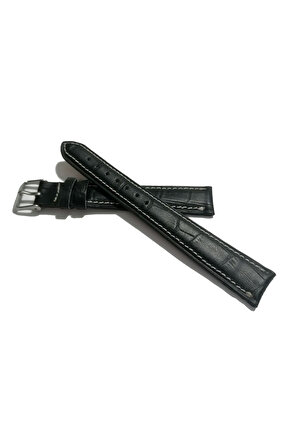 Hertürlü &Saate uygun Beyaz Dikişli croko  Hakiki Dana derisi  18 mm  Uzun  Kayış (198)