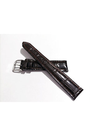 &Her Saate Uyumlu  Hakiki Deri Saat Kordonu 18   mm  (140) Koyu   kahverengi