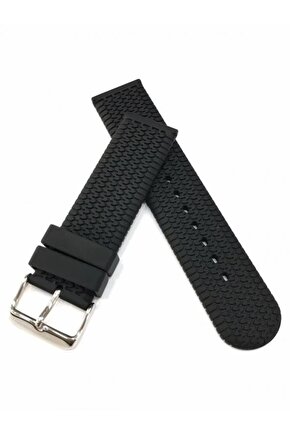 24 mm Renkli silikon Baskılı Desenli Saat Kordonu Kayışı siyah