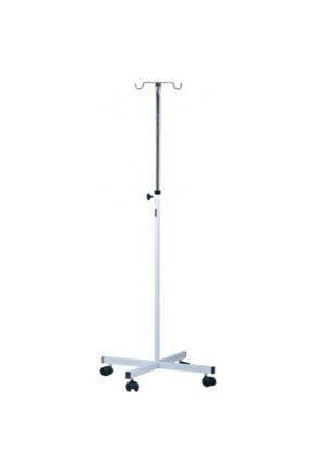 Serum Askısı - 4 Ayaklı Tekerlekli Serum Askılığı - Boyu Ayarlanabilir Serum Askılığı - 2 Kancalı