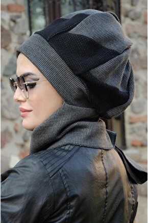 Füme Siyah Triko Tesettür Bere