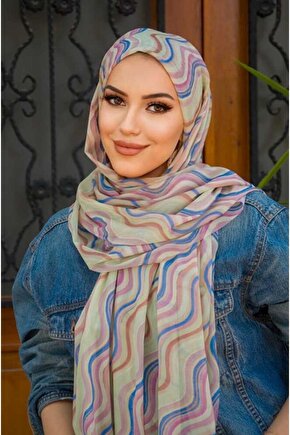 Soft Renkler Helezon Desenli Bone Hazır Şal