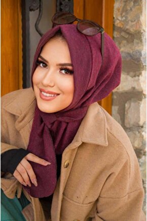 Bordo Kaşe Hazır Eşarp