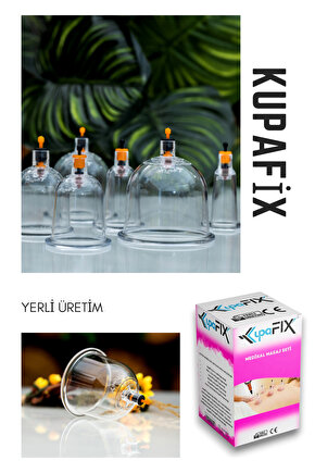 12li Büyükorta Boy Vakumlu Hacamat Kupa Çekme & Masaj Seti