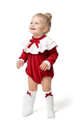 Kız Bebek Romper Kız Çocuk Romper Kadife Doğum Günü Parti Düğün Elbise Fiyonk Uzun Kol Romper