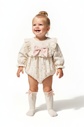 Kız Bebek Romper Kız Çocuk Romper Doğum Günü Parti Düğün Elbise Fiyonk Uzun Kol Romper