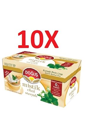 Doğuş Stevyalı Mistik Chai 10 Kutu 20li Süzen Poşet Sallama Bitki Çayı
