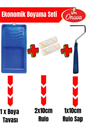 Ekonomik Boyacı Seti 2 Adet 10cm Rulo,Sap,Boyama Tavası