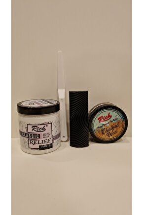 Budak Yapma Seti ( Ahşap Doku Tarağı Rölyef Pasta Eskitme Wax) - ( Siyah )