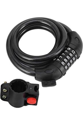 Motosiklet Bisiklet 5 Haneli Şifreli Halat Kilit 15x1200 Kendinden Kıvrılan Model