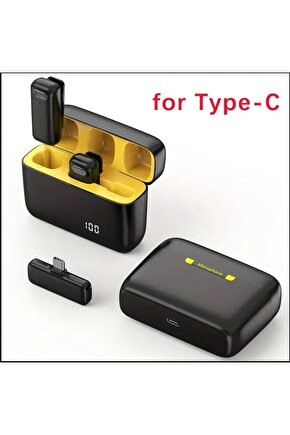 TYPE C KABLOSUZ ÇİFTLİ YAKA MİKROFONU VİDEO SES KAYIT İOS ANDROİD UYUMLU ŞARJ KUTULU MİKROFON