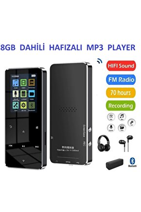 8GB HAFIZALI MP3-MP4 PLAYER MÜZİK ÇALAR FM RADYO BLUETOOTH KULAKLIK VE HOPARLÖR İLE KULLANABİLME