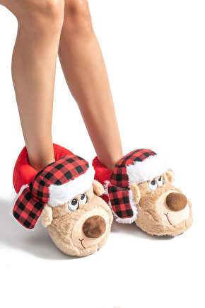 Goldi Kadın,Garson Boy Hayvanlı Panduf Bej 3641