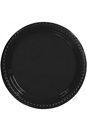 Siyah Plastik Tabak 25 Adet 22 cm