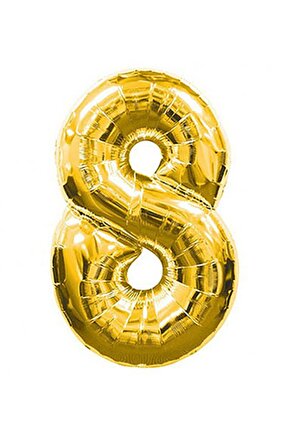 8 Rakam Gold Folyo Balon Sayılı Balon 100 Cm Dev Boy