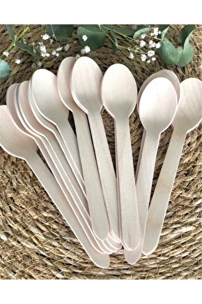 Tahta ahşap kaşık tek kullanımlık 50 adet sağlıklı kullanat