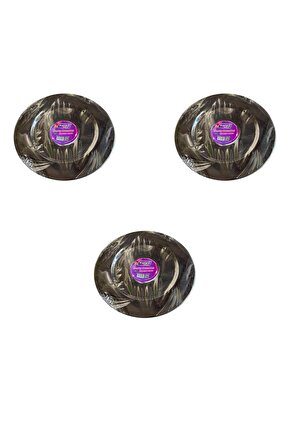 Kullan At Parti Davet Sunum Servis Plastik Sert Mika Tabak - 26 Cm. - Siyah - 6 Adetlik 3 Paket