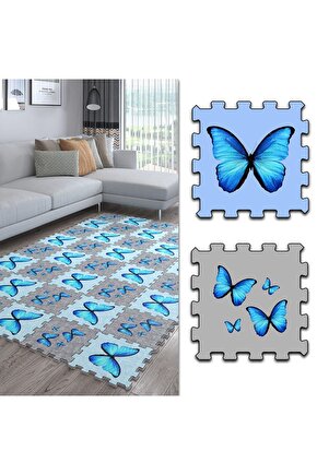 Kelebek Desenli Dekoratif Salon Halısı Ths26 | Yapboz Halı | Puzzle Halı