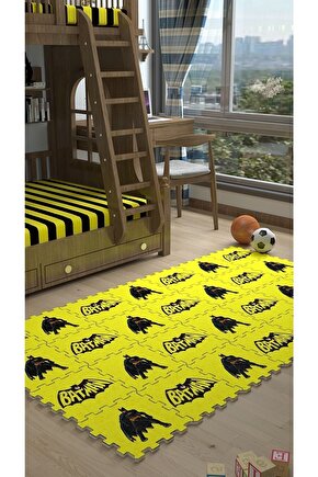Batman Sarı Yıkanabilir Çocuk Odası Sı Thc8 | Yapboz Halı | Puzzle Halı