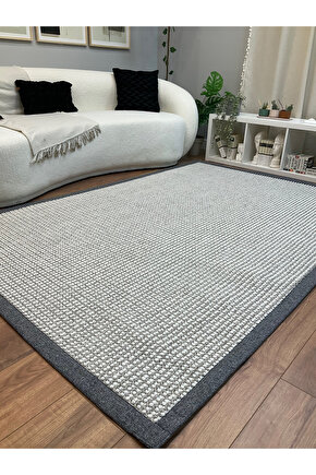 Macro Kumaş Bordür Gri Bukle Gri Bordür Halı Salon Koridor Mutfak Halısı Kilim S268