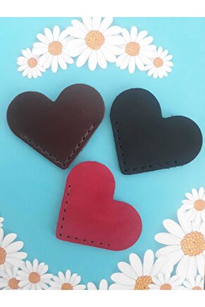 Hakiki Deri El Yapımı Kalpli Kitap Ayracı 3 lü Set