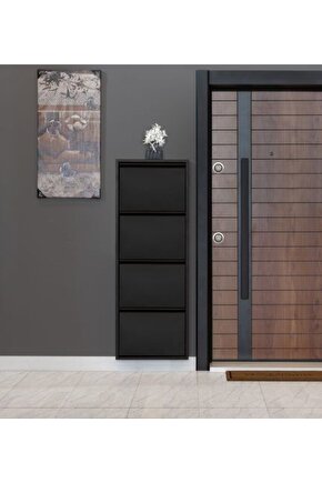 4’lü Metal Ayakkabılık (Siyah) | Fonksiyonel ve Estetik Görünüm