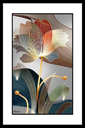 Çizgili Çiçek Digital Art ( ÇERÇEVESİZ - ÇERÇEVE YOKTUR ) ( ULTRA HD ) FOLYO AFİŞ - POSTER
